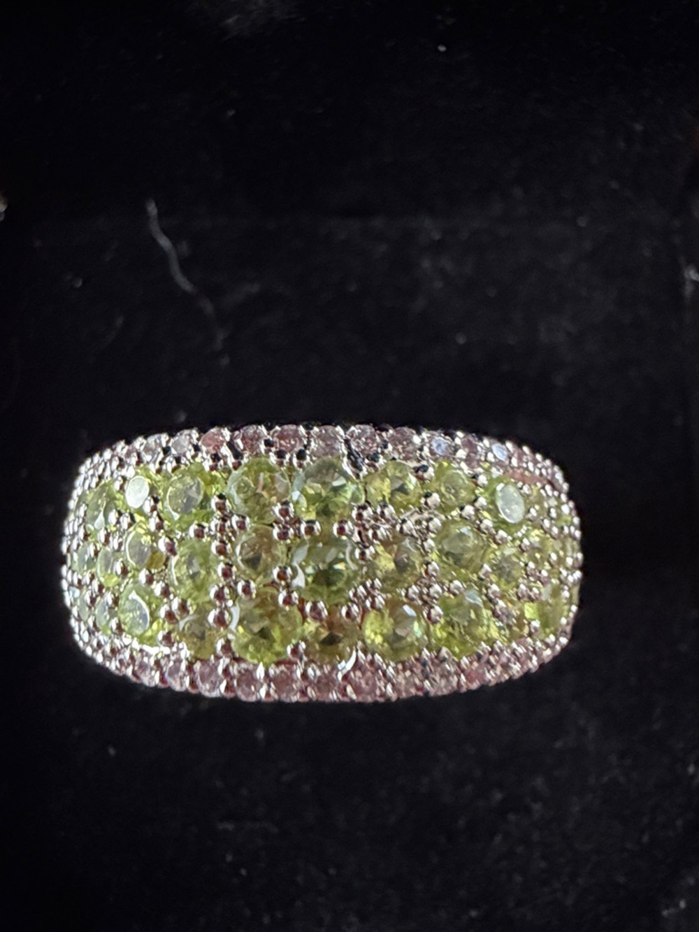 Make A List.  Green Peridot Pavé Dome Ring - Women Jewelry